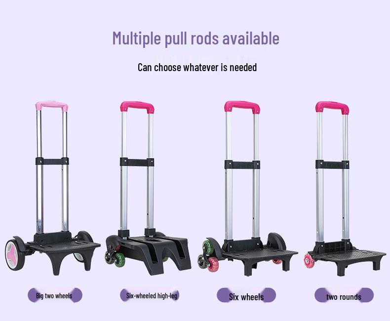 Lightweight Trolley Schoolbag for Primary School Girls - Large Capacity Backpack for Grades 1-6