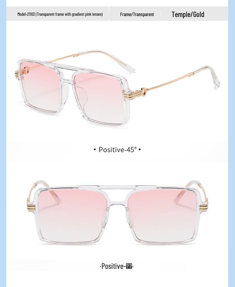 Korean Retro Metal Square Unisex Sunglasses - Blush, Anti-UV