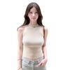 Summer new pure desire wind strip semi-turtleneck knitted vest women's waist and thin design versatile top