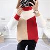 Fall/Winter Women's Color-Blocked Sweaters Loose Pullover Knitwear Half-Turtleneck Stretch Knit Sweater Jumper