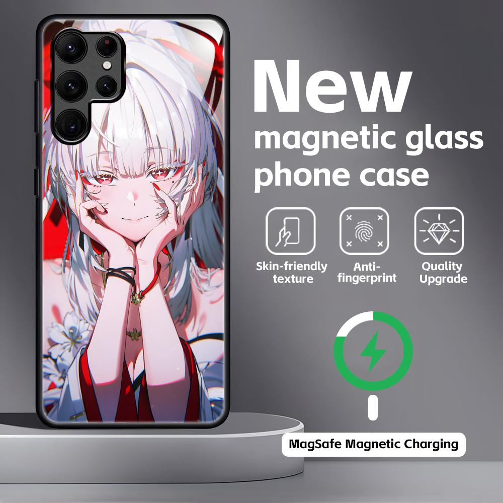 Wuthering Waves Hiyuki Phone Case For Samsung S26 S25 S24 S23 S22 S21 Plus Ultra Note20 Glass Magnetic Case