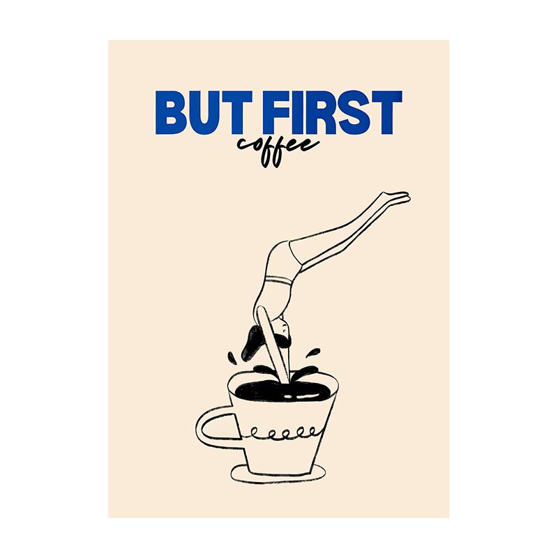Plakát Coffee Diver Malba na plátno Coffee Trendy Kuchyňská Galerie Tisk Nástěnné Umění Obrázek pro Dekoraci Domova Dárek pro Milovníka Kávy