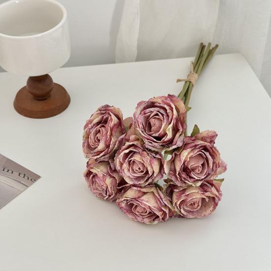 7 Bündel künstliche Rosen, Retro-Rosen mit Stielen für Tischvase, Braut-, Hochzeits- und Heimdekoration