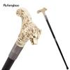 Yellow White Wolf Head Long Handle Decorative Stick Parties Decorative Cane for Halloween Cosplay and Parties Walking Cane 93cm