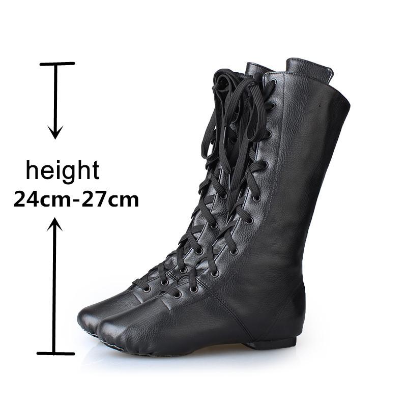 Mărimea 30-45 Cizme de dans din piele PU înaltă cu șireturi Competiție de balet Pantofi de dans pentru antrenament de jazz