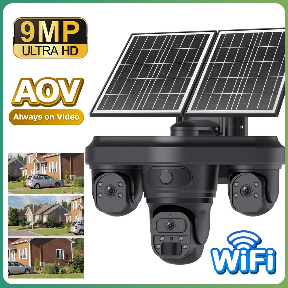 

Cross-Border 9MP HD Solar Camera: Three-Screen Outdoor Full-Color Night Vision Surveillance