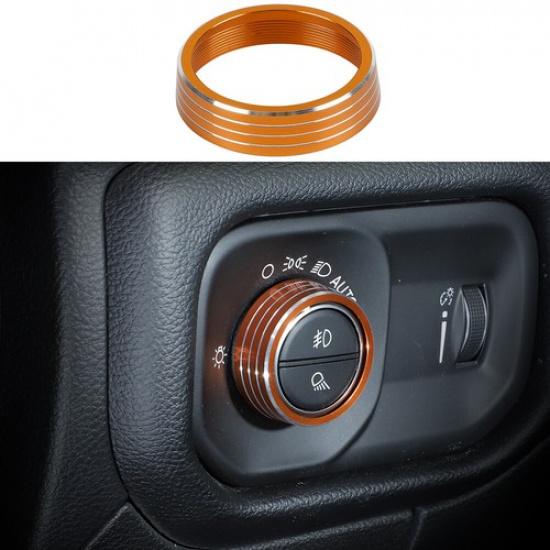 Headlight Switch Button Knob Trim Decor Ring for Dodge RAM 1500 2018- Orange