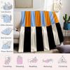 Color-Block Stripes Orange Black Flannel Blanket Warm Soft Halloween Christmas Couch Warm Cozy Decorative Decor For All Season