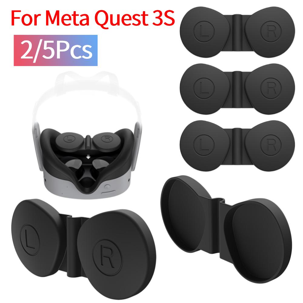 2/5Pcs For Meta Quest 3S VR Silicone Lens Dustproof Cover Anti-Scratch VR Lens Cover Protective Cap for Meta Quest 3S Accessorie