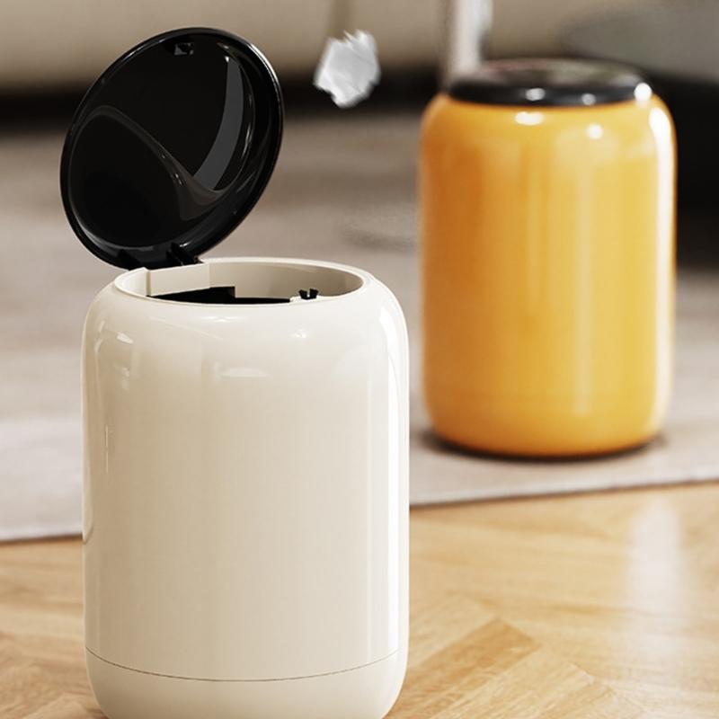 Stilvoller Mülleimer mit Druckdeckel, reibungslos laufender Boden-Mülleimer für Wohnzimmer, Büro, Schreibtisch-Abfalleimer, moderne Dekorationen