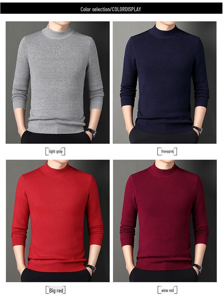 Men's Winter Velvet Pullover Sweater - Anti-Cold, Thick, Half-High Collar, Luxurious, Warm to -15°C