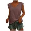 Women's Fashion Color Cap Sleeve V Neck Casual Loose Short Sleeve T-Shirt Top