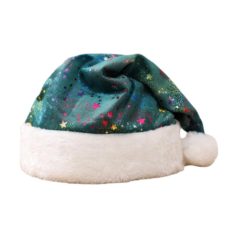 Fluffy Santa Hat Star Pattern Plush Hat Fashion Christmas Hat Holiday