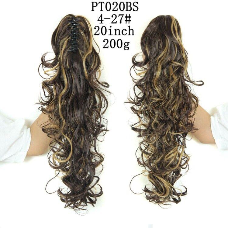 20Inch Synthetic Women Claw On Ponytail Clip In Hair Extensions Wavy Curly Style Pony Tail Hairpiece