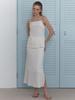 Elssibeui Textured Slit Skirt_Ivory