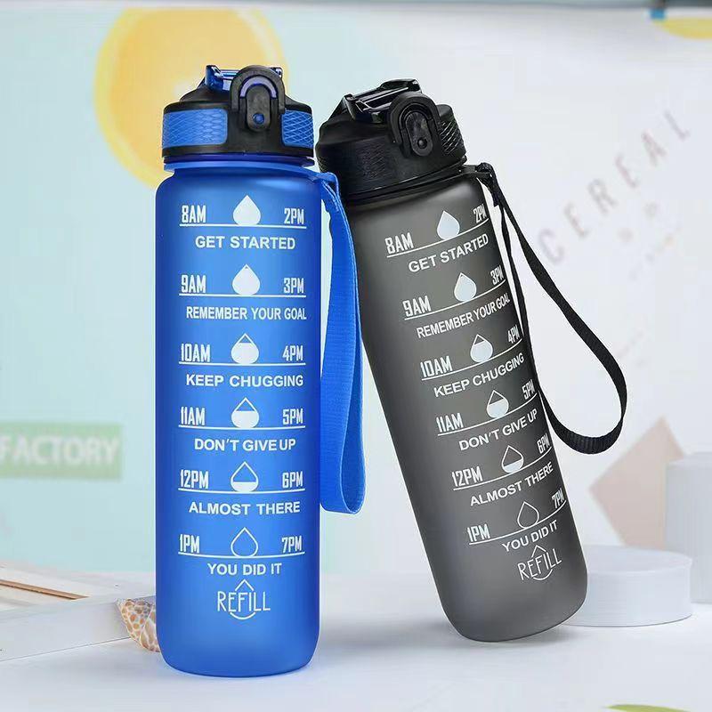 Water Bottle Motivational Sport Leakproof Bottle Outdoor Travel PC Fitness Jug
