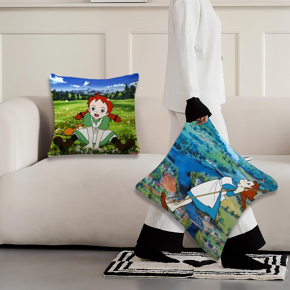 Cartoon Manga Anume A-Anne Of Green Gables Soft Comfortable Pillow Case For Sofa Living Room Home Office Decor Protective Covers