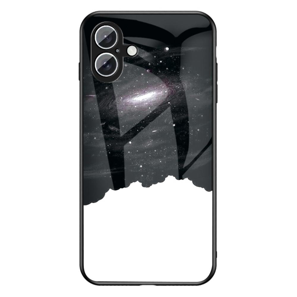 

For iPhone 16 Plus Case Starry Sky Pattern Tempered Glass Phone Cover Cosmic Starry Sky