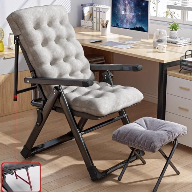 Portable Folding Chairs Office Chaise Lounge Living Room Metal Backrest Reclining Chair Household Single Person Relax Armchairs