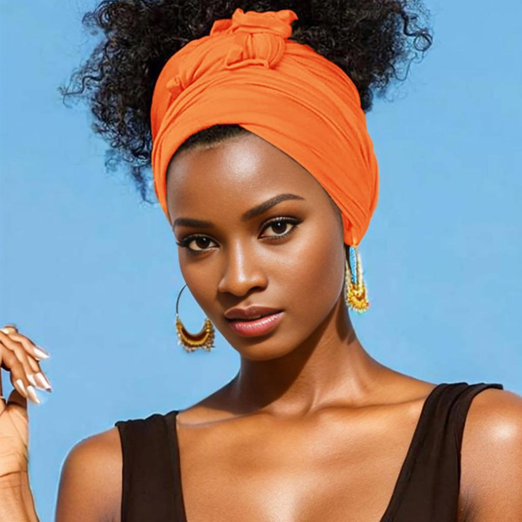 Dehnbarer Jersey-Turban Afrikanisches Stirnband Einfarbige Superweiche Extra lange Atmungsaktive Kopfbedeckung Für Damen