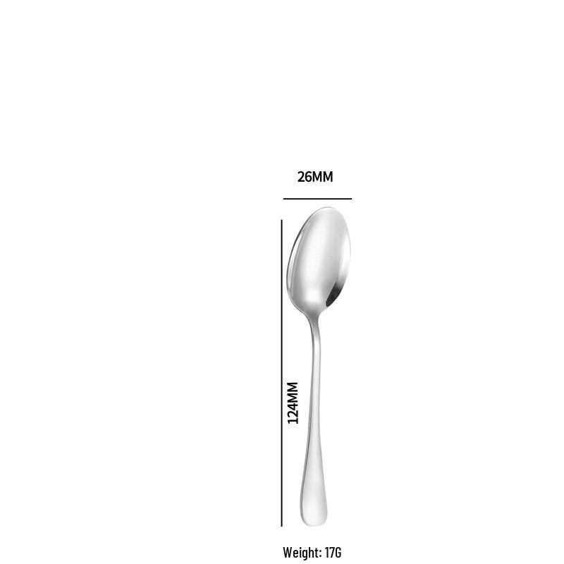 1010 Stainless Steel Western Cutlery Set: Steak Knife, Fork, Spoon, Dessert Spoon, Serving Fork, and Ice Spoon.