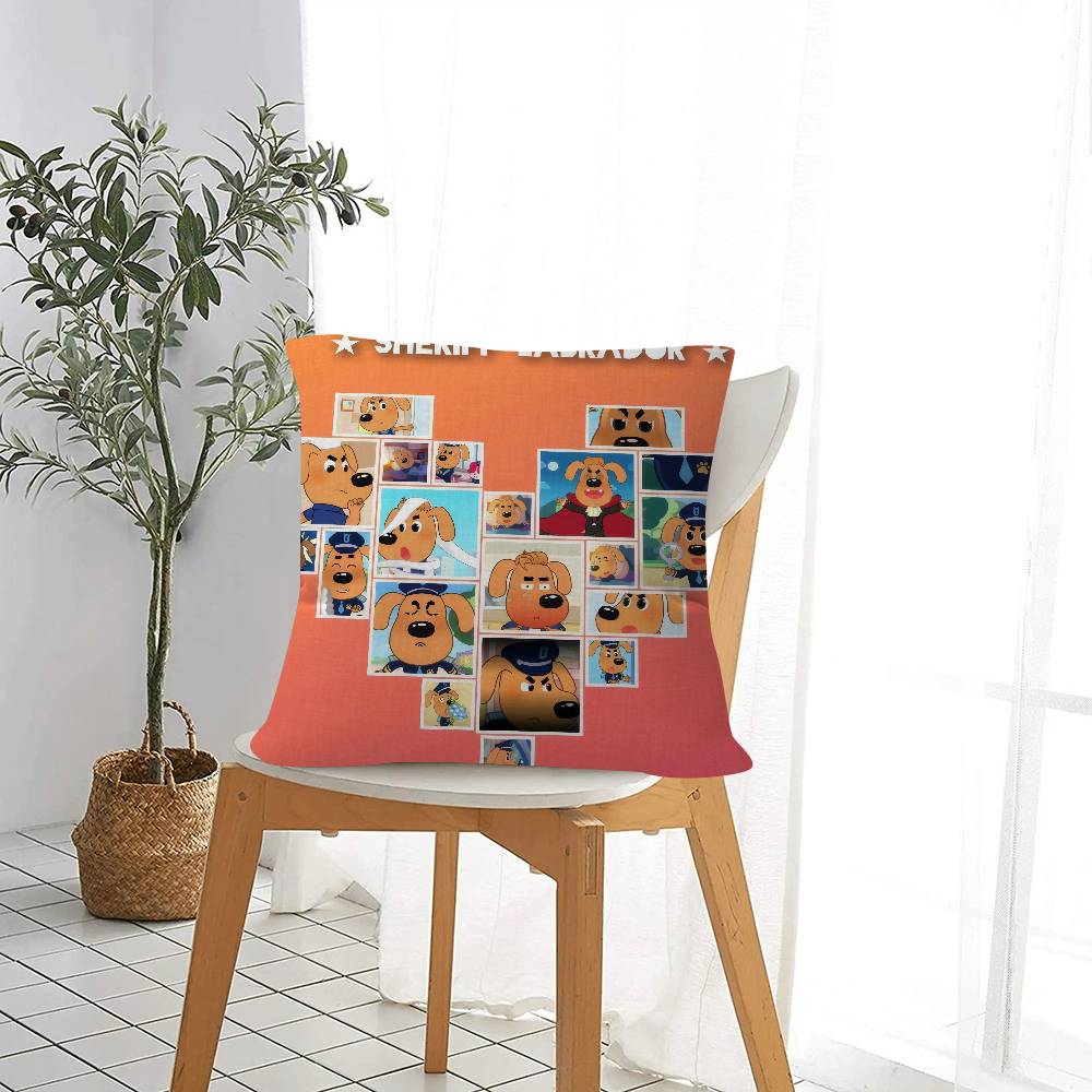 Cartoon Sicherheits-Sheriff Labrador Kissenbezug Cartoon Geschenk Kissenbezug Schlafzimmer Zuhause Sofa Stuhl Sitz Dekor Kissenbezug