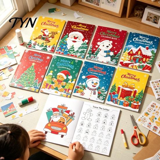 Thick Paper Coloring Book for Markers 8PCS Christmas Themed Book, Educational Activities Thickened Stocking Stuffers Kids Craft Supplies,
