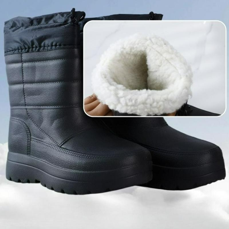 Men's Rain Boots Waterproof Snow Boots Winter Warm Fur Male Cotton Shoes High Top Non-slip Work Boots EVA Lightweight Rain Shoes
