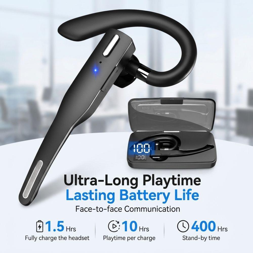 Built-in Mic Wireless Headset BT5.1 Handsfree Earphone Business Earpiece for Android IOS