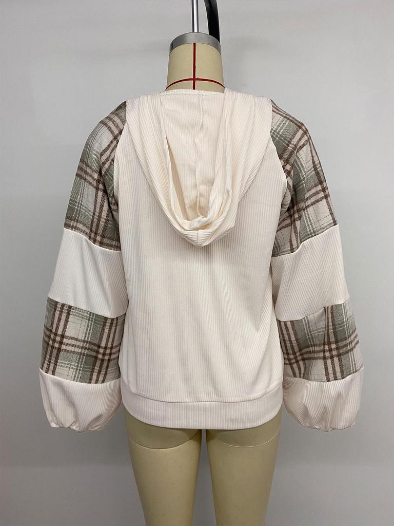 Yiyi Women's Plaid Patchwork Round Neck Pullover Sweatshirt - Autumn 2025 Edition