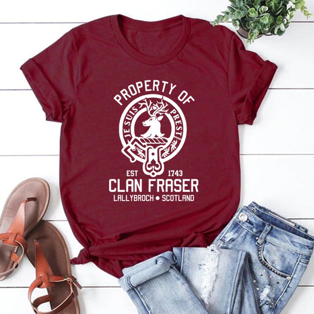 Property of Clan Foster T Shirts Outlander Book Series TShirt Jamie Fraser Sassenach T Shirt Tv Show Tops Vintage Casual Tees