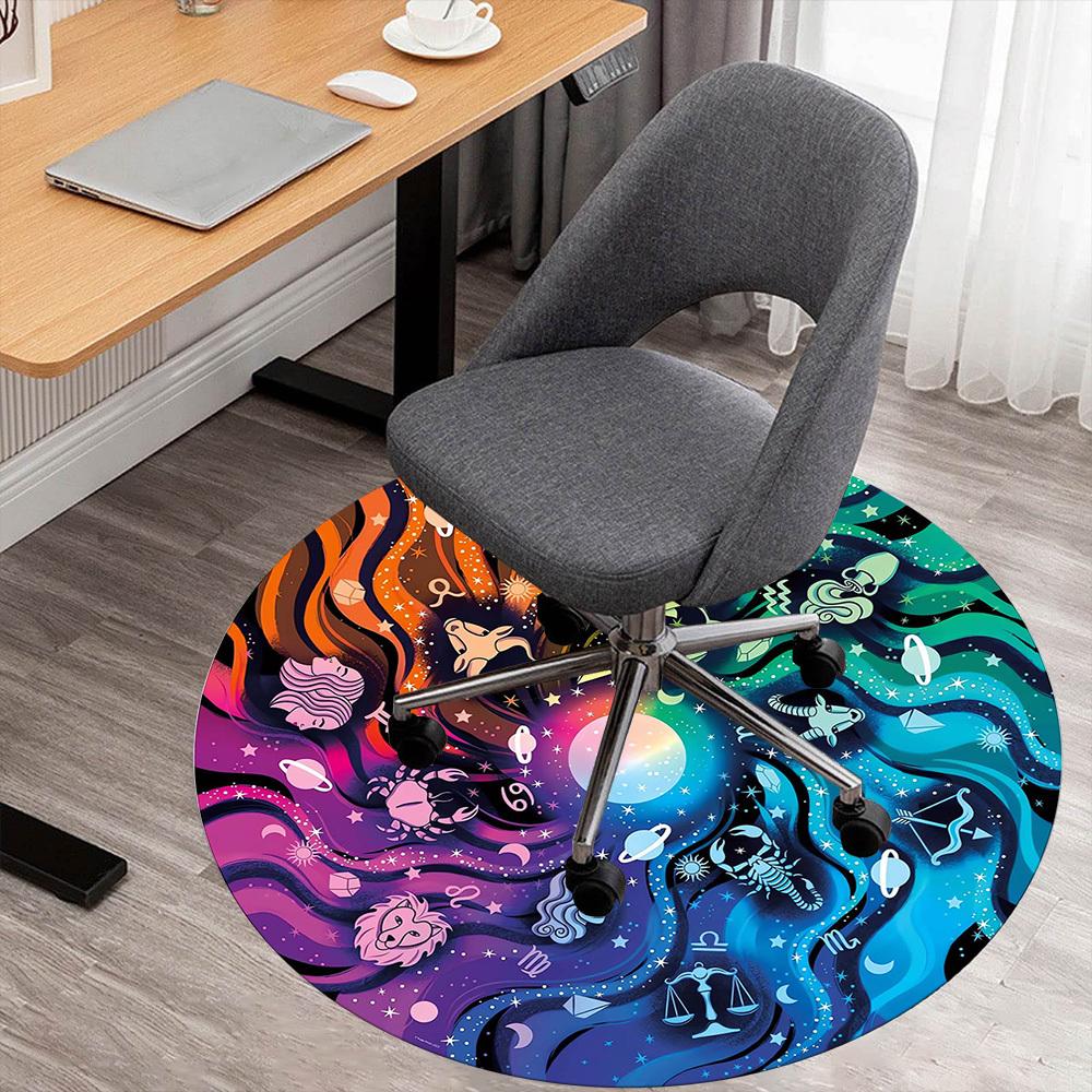 1pc astrology Pattern Office Round Rugs, Under Chair Round Rugs for Living Room, Bedroom, Bathroom Decoration Carpet 091841