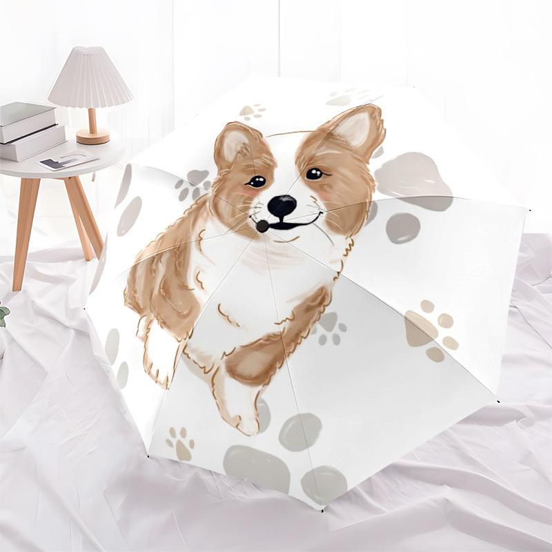 1pc Corgi Dog Automatic Folding Umbrella & Self-Folding Canopy - Heavy-Duty 8-Rib Iron Frameyy251231005