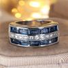 Cute Female Blue Zircon Stone Engagement Ring Silver Color Wedding Jewelry For Women