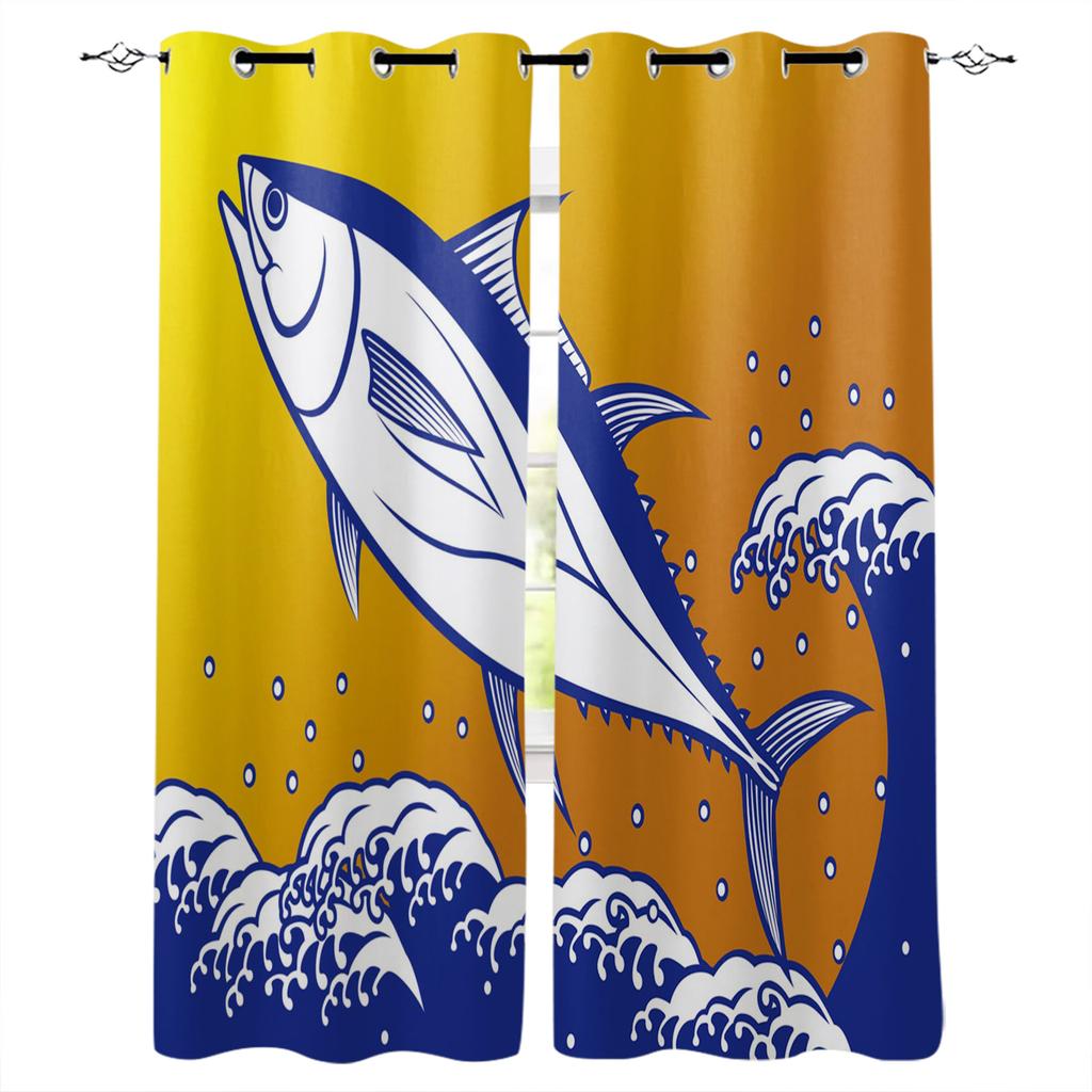 Black And White Plaid Chef Knife Fork Blackout Curtains For Kitchen Bedroom Kids Room Window Treatment Curtains for Living Room