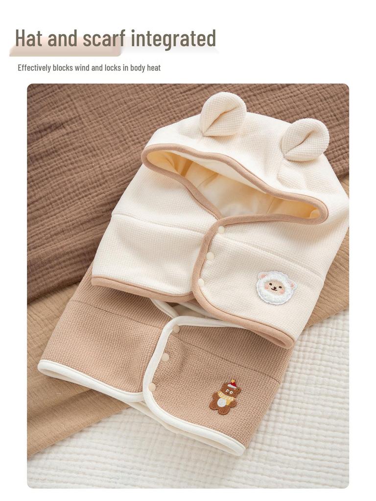 Infant Fleece-Lined Ear Protection Hat & Scarf Set for Boys/Girls (Autumn/Winter)