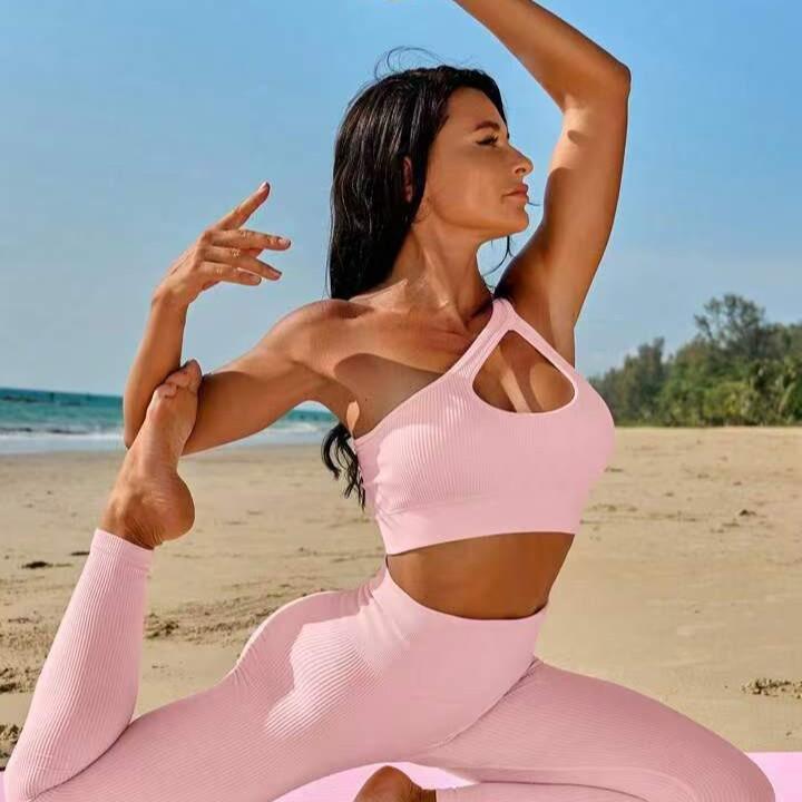 JYL Two Piece Fitness Set Small High Waist Sports Shorts Outfit