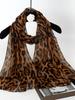New Vintage Voile Scarf Leopard Print Hijab for Women Lightweight Sunscreen Head Wrap Beach Cover-Up Windproof Travel Scarf