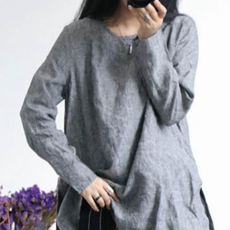 Johnature Women T-Shirts O-Neck Long Sleeve Solid Color Loose 2025 Autumn Vintage High Quality Simple T-shirt