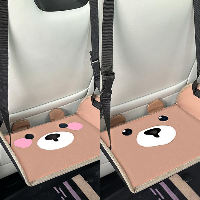 Portable Adjustable Car Rear Seat Foot Hamk Cartoon Bear Hanging Footrest for Travel, Office Car Interior Comfort Supplies