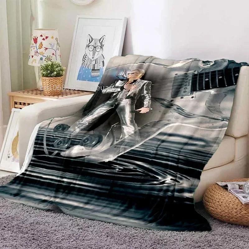 Rock Star Johnny Hallyday Flannel Blanket Rock'n Roll Soft Cover Lightweight Warm Plush Bed Sofa Chair Blanket