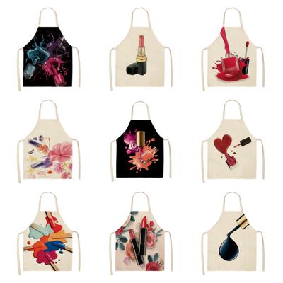 Fashion Makeup Apron  Lipstick Nail Polish Print, Kitchen Cooking Bib, Multiple Sizes Available