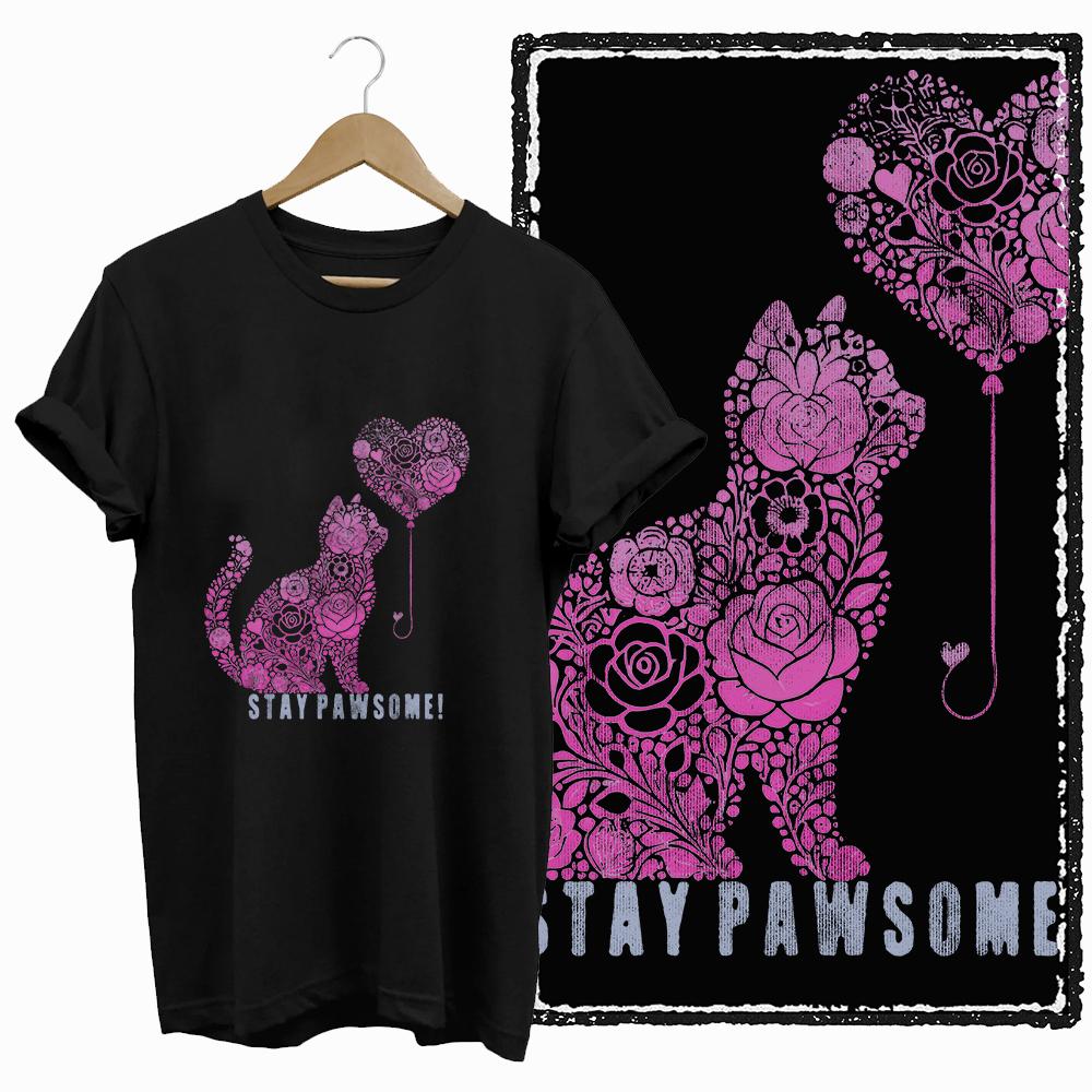 COOLMIND CAT Print  BLACK Short Seleve 100% Cotton Exclusive Graphic Women T Shirt Big Size O-neck Cotton Cat Lover Women Tshirt