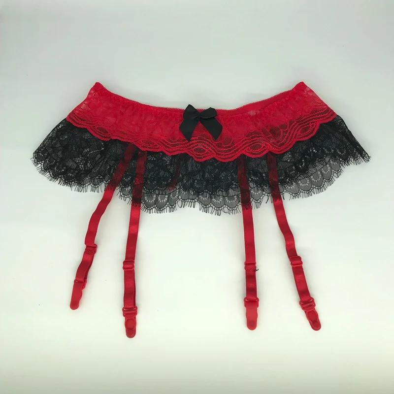 Red Lace Thigh-High Garters Women Sexy Transparent Underwear Elastic Suspender Belt For Stockings Female Erotic Lingerie