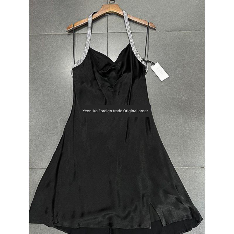 Export Single @ STR Pure Original Halterneck Smooth Material V Neck Backless Halter Halterneck Dress Skirt Dress Women's Summer