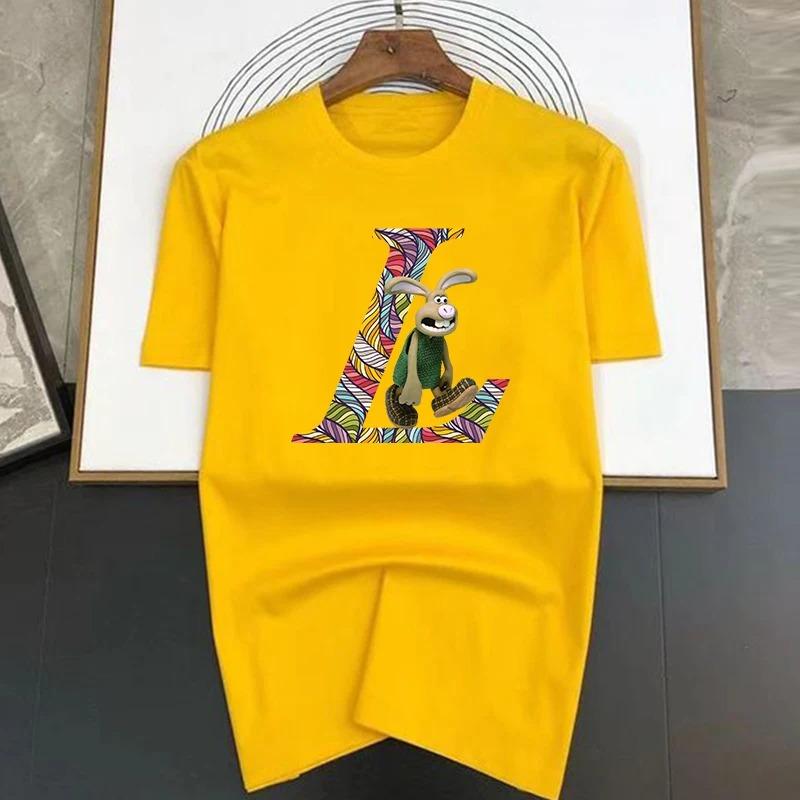 2024 Popular Luxury Brand Walking Rabbit Printing Pure Cotton Short-sleeved Unisex's Street T-shirt Loose Breathable Oversized Top