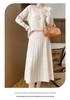 Women's 2026 Autumn/Winter Twisted Pattern Knitwear Set: Round Neck Sweater and Skirt