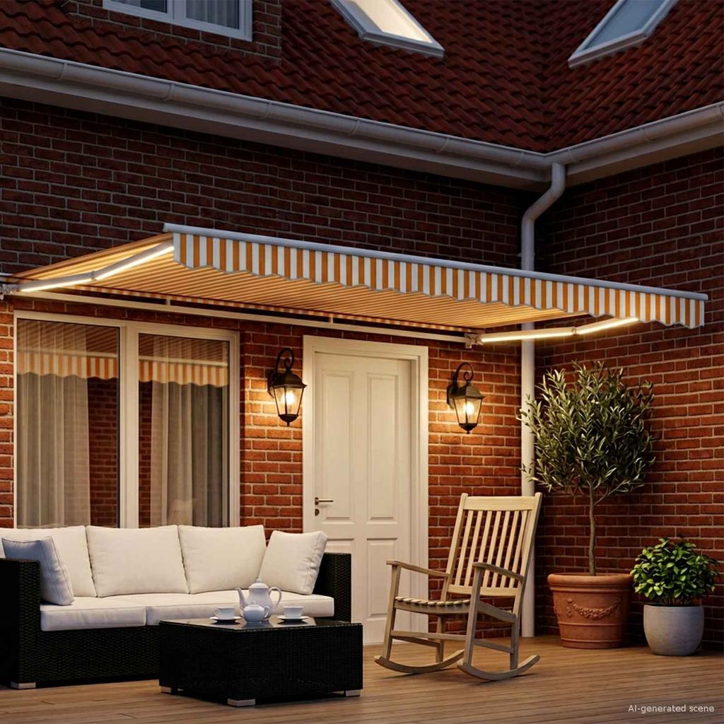 Manual Awning Frame with LEDs Yellow and White 4 X 2 M