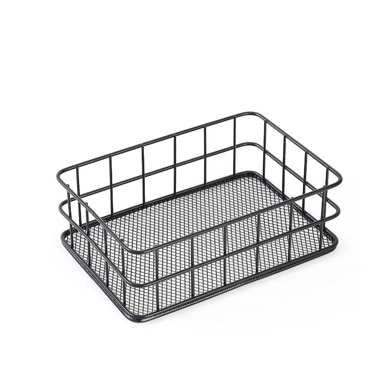Minimalist Iron Art Desktop Organizer - Snack & Cosmetic Storage Basket