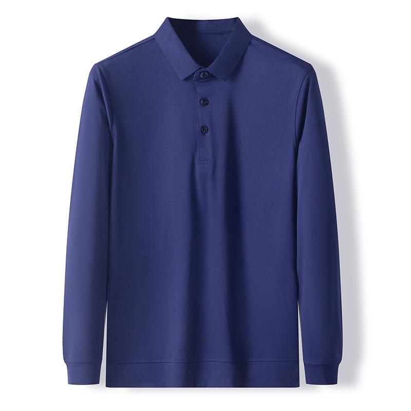 Autumn Men's Business Casual Lapel Long-sleeved Solid Color POLO Shirt
